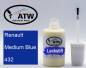 Preview: Renault, Medium Blue, 432: 20ml Lackstift, von ATW Autoteile West.